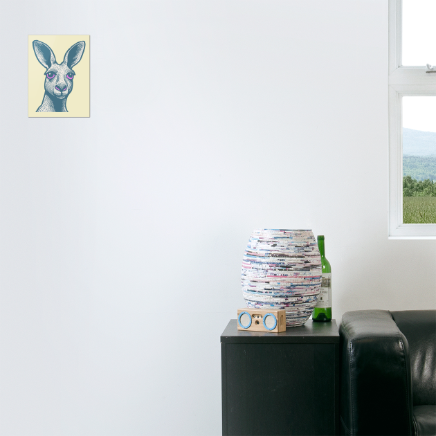 Expressive Kangaroo Portrait Art for Australian Themed Kids Room by TuncGK